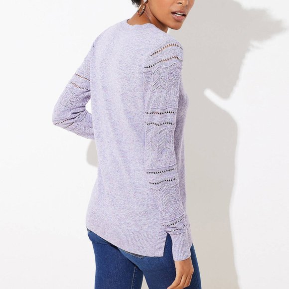 Ann Taylor LOFT Textured Tunic Sweater Purple - Picture 3 of 7